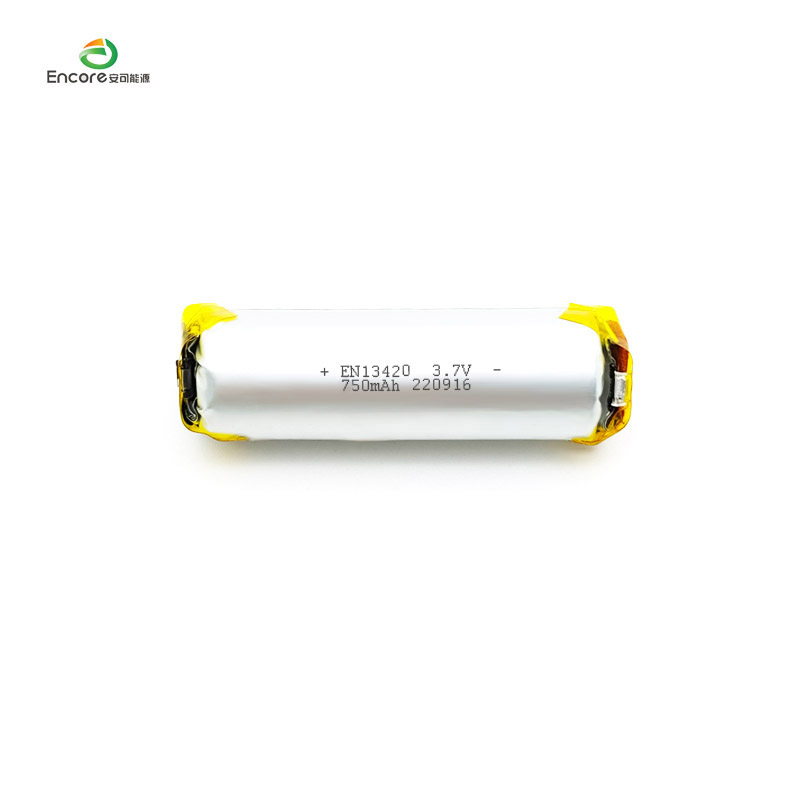 13420 750mAh Bateri lipo silinder 3.7v